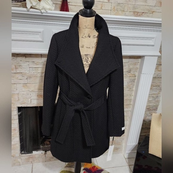 Calvin Klein Jackets & Blazers - Calvin Klein nubby basketweave‎ shawl collar coat ladies size large new!!!